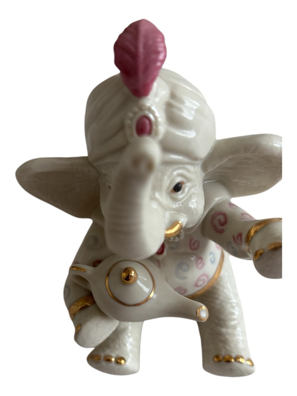 Lenox White Porcelain Elephant Figurine with Gold Accents